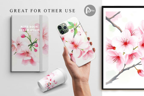Digital Paper Cherry blossoms Digital Pattern artnoy 