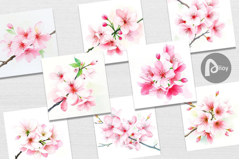 Digital Paper Cherry blossoms Digital Pattern artnoy 