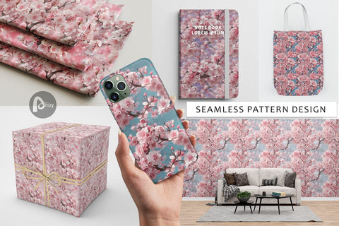 Digital Paper Cherry Blossoms Pattern Digital Pattern artnoy 