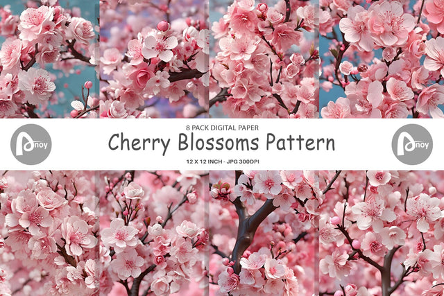 Digital Paper Cherry Blossoms Pattern Digital Pattern artnoy 