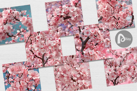 Digital Paper Cherry Blossoms Pattern Digital Pattern artnoy 