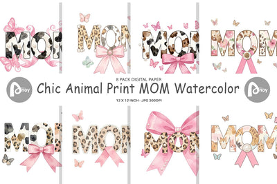 Digital Paper Chic Animal Print MOM Watercolor Digital Pattern artnoy 
