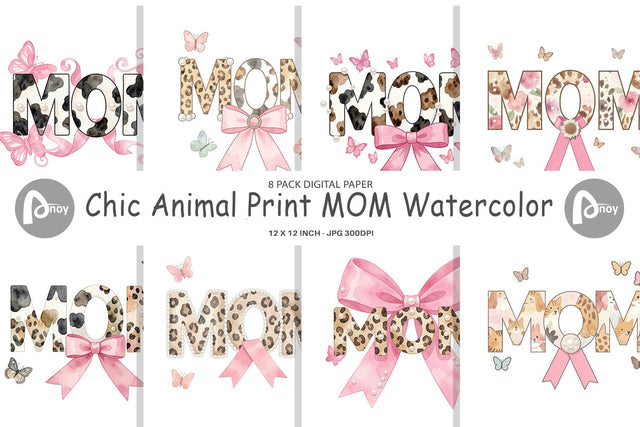 Digital Paper Chic Animal Print MOM Watercolor Digital Pattern artnoy 