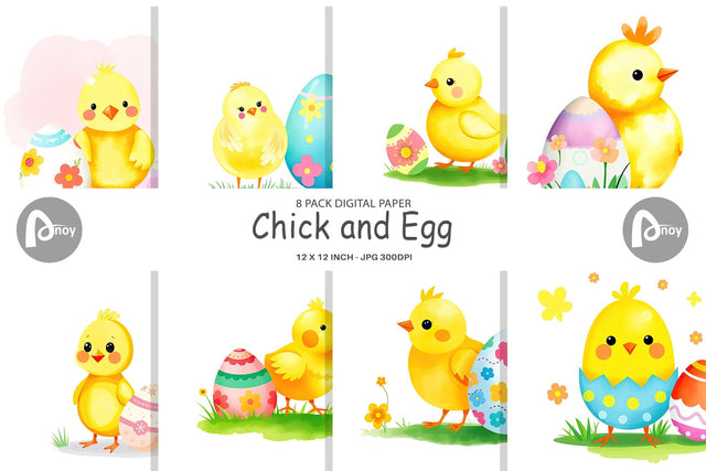 Digital Paper Chick and Egg Digital Pattern artnoy 