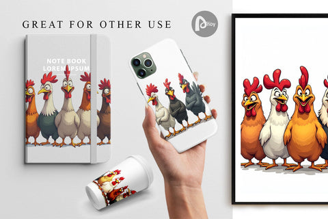 Digital Paper Chicken Emotion Digital Pattern artnoy 