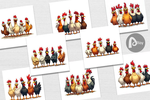 Digital Paper Chicken Emotion Digital Pattern artnoy 