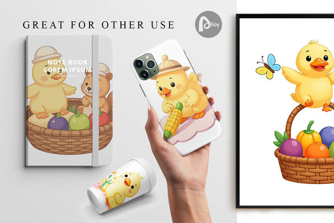 Digital Paper Chicken Picnic Day Digital Pattern artnoy 