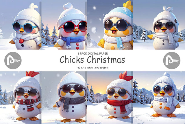 Digital Paper Chicks Christmas Digital Pattern artnoy 