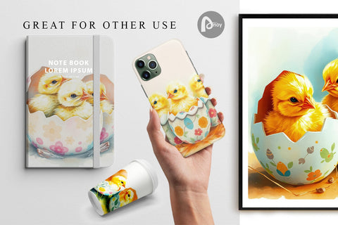 Digital Paper Chicks in Eggs Digital Pattern artnoy 