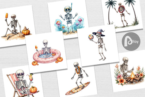 Digital Paper Chill Summer Skeletons Digital Pattern artnoy 