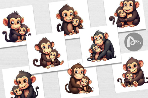 Digital Paper Chimpanzee Mother's Day Digital Pattern artnoy 