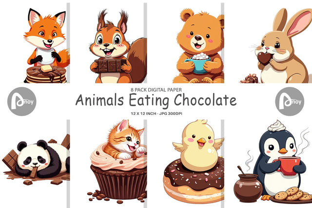 Digital Paper Chocolate Animals Digital Pattern artnoy 