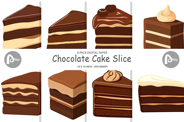 Digital Paper Chocolate Cake Slice Digital Pattern artnoy 