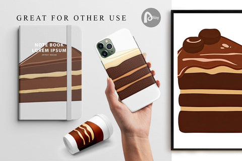 Digital Paper Chocolate Cake Slice Digital Pattern artnoy 