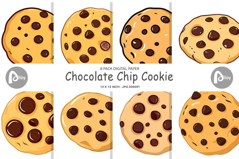 Digital Paper Chocolate Chip Cookie Digital Pattern artnoy 