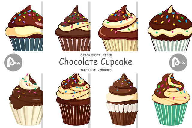 Digital Paper Chocolate Cupcake Digital Pattern artnoy 