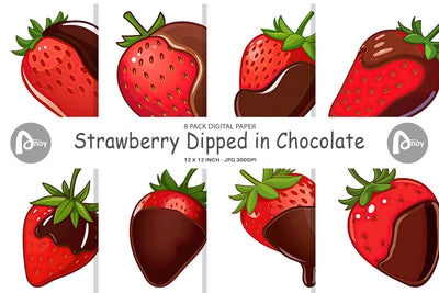 Digital Paper Chocolate Dipped Strawberry Digital Pattern artnoy 
