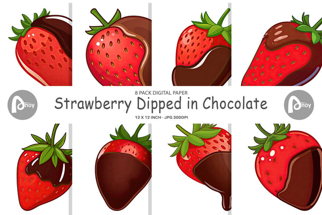 Digital Paper Chocolate Dipped Strawberry Digital Pattern artnoy 