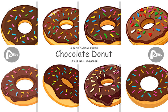 Digital Paper Chocolate Donut Digital Pattern artnoy 