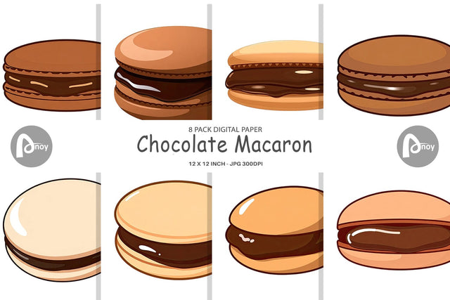 Digital Paper Chocolate Macaron Digital Pattern artnoy 