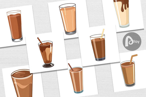 Digital Paper Chocolate Milk Glass Digital Pattern artnoy 