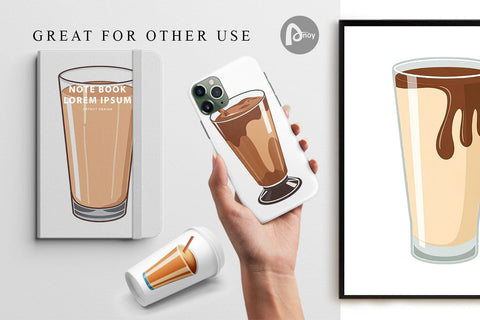 Digital Paper Chocolate Milk Glass Digital Pattern artnoy 