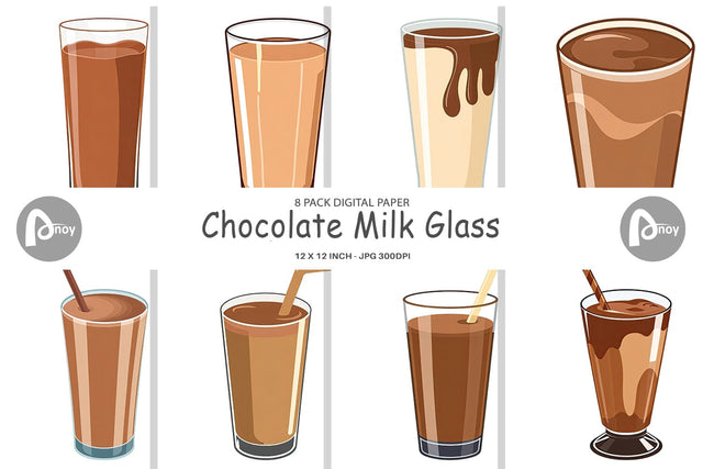 Digital Paper Chocolate Milk Glass Digital Pattern artnoy 