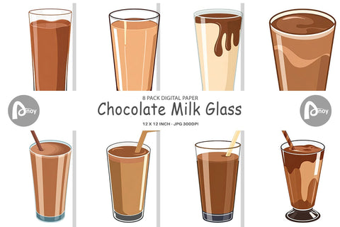 Digital Paper Chocolate Milk Glass Digital Pattern artnoy 