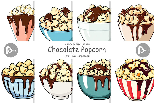 Digital Paper Chocolate Popcorn Digital Pattern artnoy 
