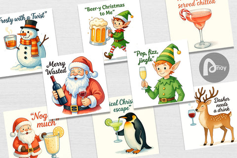 Digital Paper Christmas Alcohol Humor Digital Pattern artnoy 
