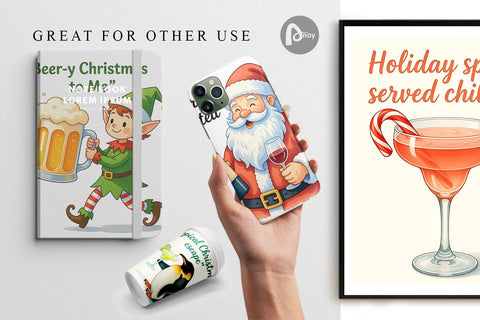 Digital Paper Christmas Alcohol Humor Digital Pattern artnoy 