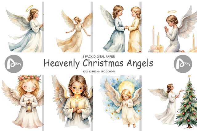 Digital Paper Christmas Angels Digital Pattern artnoy 