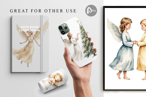 Digital Paper Christmas Angels Digital Pattern artnoy 