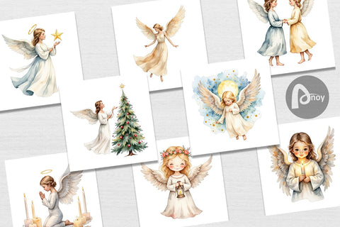 Digital Paper Christmas Angels Digital Pattern artnoy 