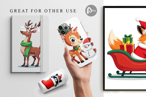 Digital Paper Christmas Animals Digital Pattern artnoy 