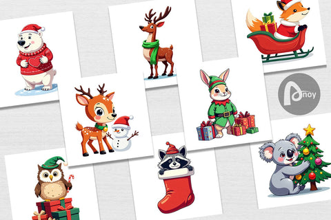 Digital Paper Christmas Animals Digital Pattern artnoy 