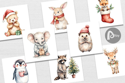 Digital Paper Christmas Baby Animals Digital Pattern artnoy 