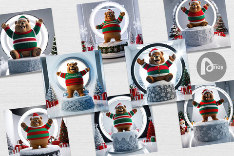 Digital Paper Christmas Bear Digital Pattern artnoy 