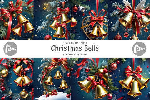 Digital Paper Christmas Bells Digital Pattern artnoy 
