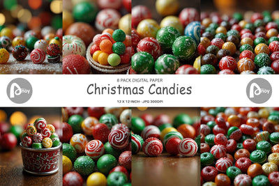 Digital Paper Christmas Candies Digital Pattern artnoy 