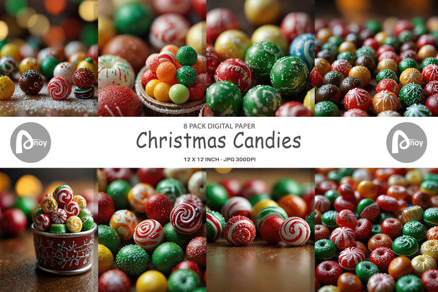 Digital Paper Christmas Candies Digital Pattern artnoy 
