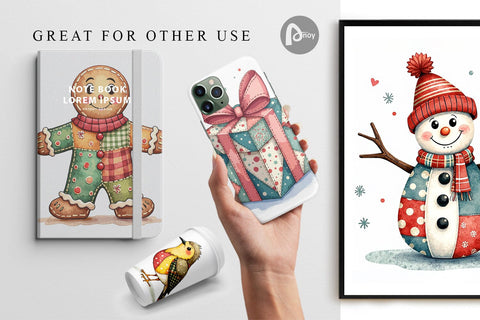 Digital Paper Christmas Cartoon Patchwork Digital Pattern artnoy 