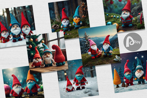 Digital Paper Christmas Crochet Gnomes Digital Pattern artnoy 