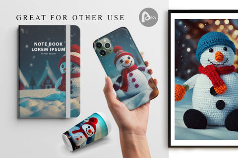 Digital Paper Christmas Crochet Snowman Digital Pattern artnoy 