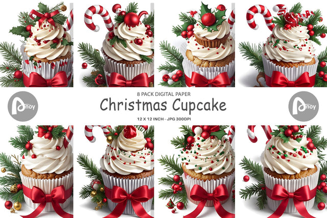 Digital Paper Christmas Cupcake Digital Pattern artnoy 