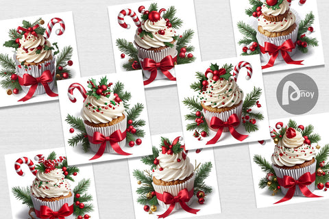 Digital Paper Christmas Cupcake Digital Pattern artnoy 