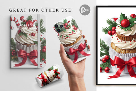 Digital Paper Christmas Cupcake Digital Pattern artnoy 