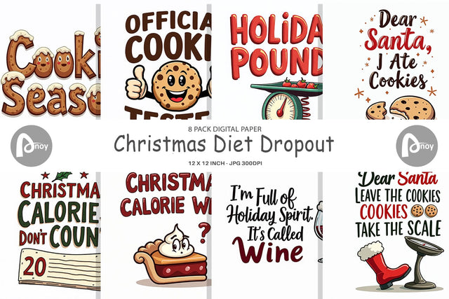 Digital Paper Christmas Diet Dropout Quotes Digital Pattern artnoy 