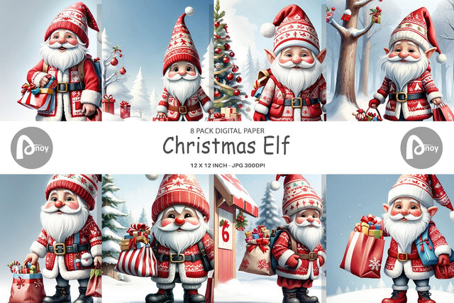 Digital Paper Christmas Elf Digital Pattern artnoy 