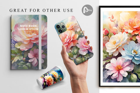 Digital Paper Christmas Flowers Digital Pattern artnoy 